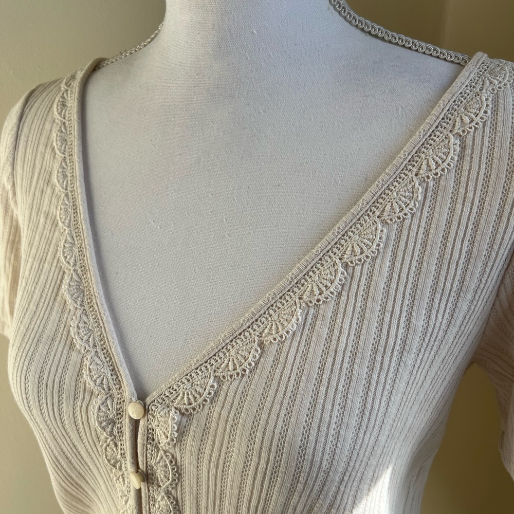 Sezane Maddie Beige Button Down T-shirt Size Small - Picture 5 of 11
